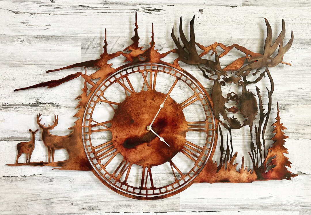 Steel Mule Deer Clock - Patina Finish - Etsy