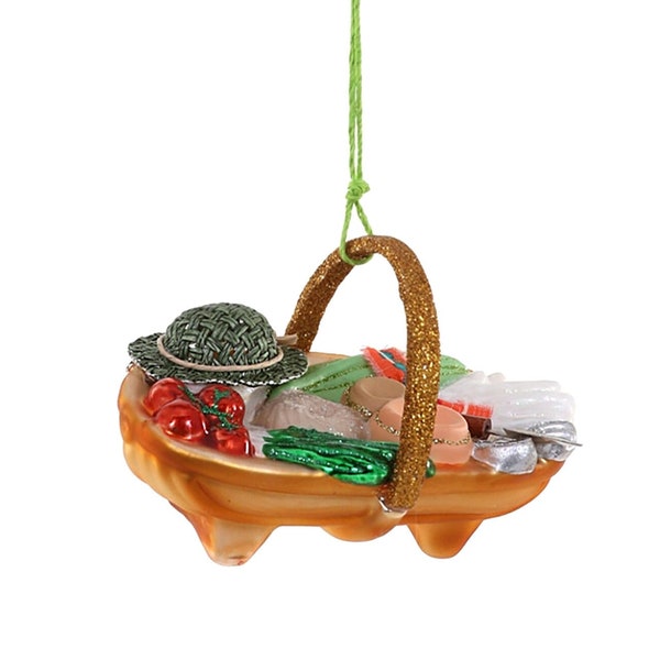 Gardening Basket Ornament / Garden Trug Glass Ornament