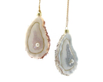 Oyster with Pearl Glass Ornament Set (2 pcs)