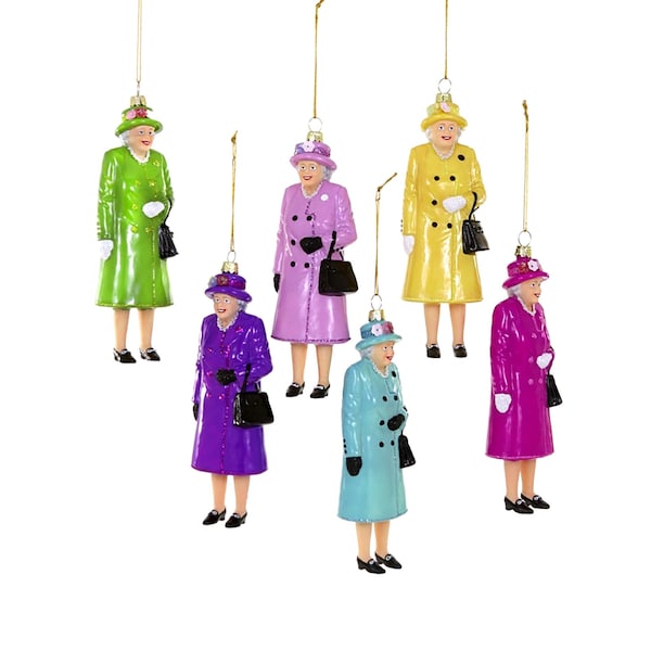 Queen Elizabeth II Glass Ornament / Queen Elizabeth II Figurine with Handbag Ornament