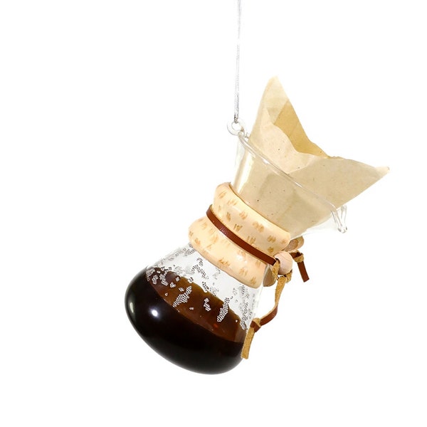 Pour Over Coffee Maker Glass Ornament