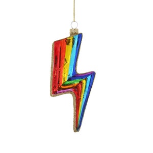 Rainbow Bolt Glass Ornament