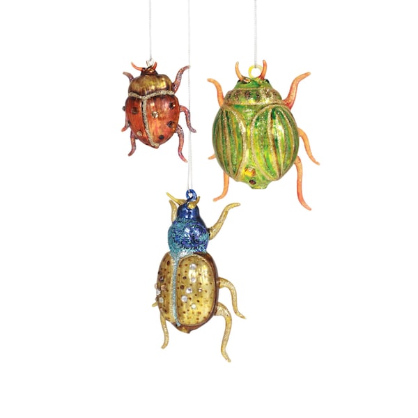 Adornos de insectos de vidrio de mercurio - Escarabajos y mariquitas