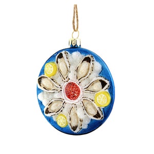 Plate of Oysters Glass Ornament