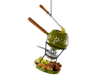 Fondue Pot Ornament / Retro 70s Fondue Pot Ornament