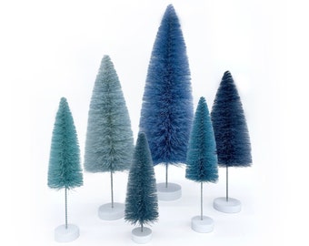 Bottle Brush Trees Set - Blue (6 pcs)