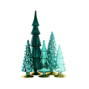 Large Glass Hue Trees - Teal (5 pcs)