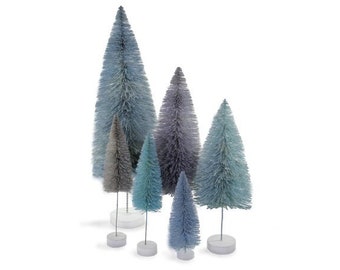Bottle Brush Trees Set - Winter Blue (6 pcs)