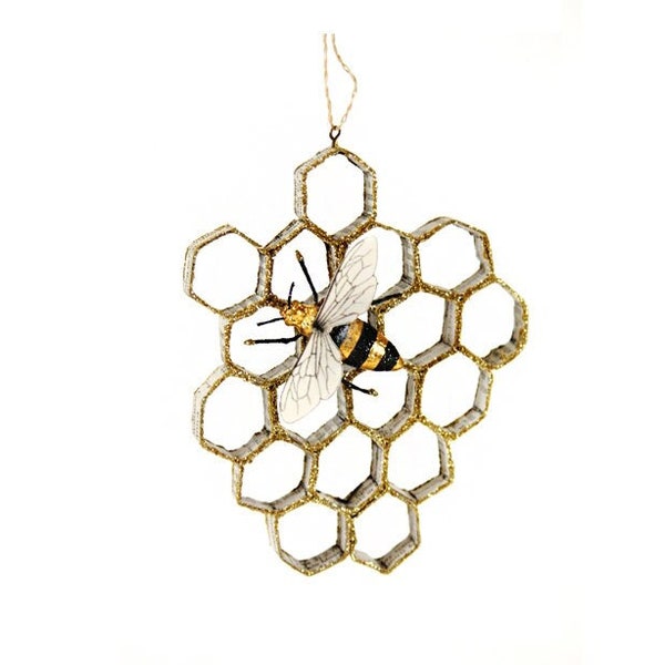 Queen Bee Honeycomb Ornament