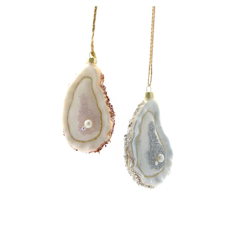 Oyster with Pearl Glass Ornament Set 2 pcs image 1