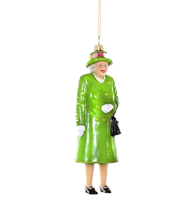 Queen Elizabeth II Glass Ornament / Queen Elizabeth II Figurine with Handbag Ornament image 3