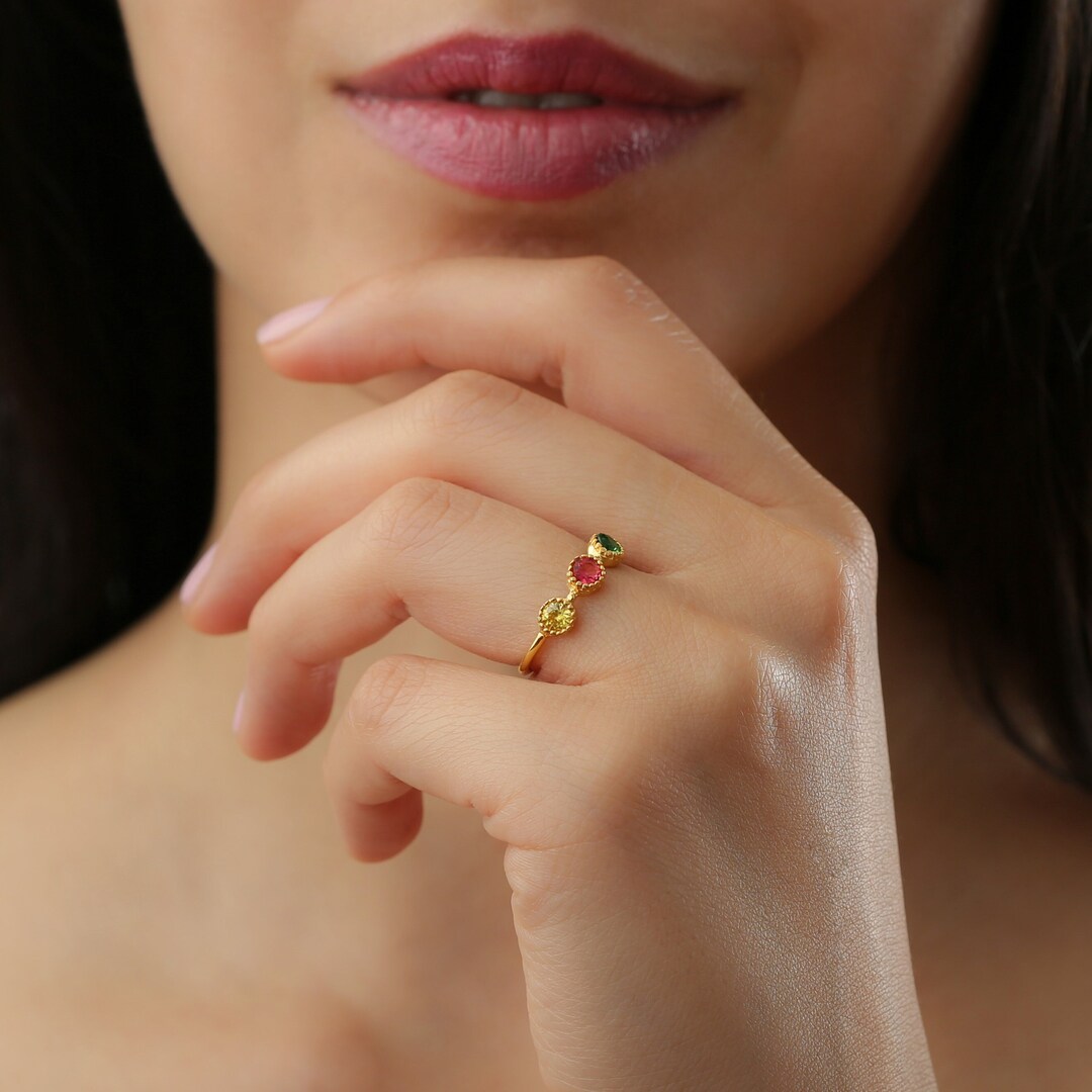 Multiple Birthstone Ring, Personalized Birthstone Ring, Custom ...