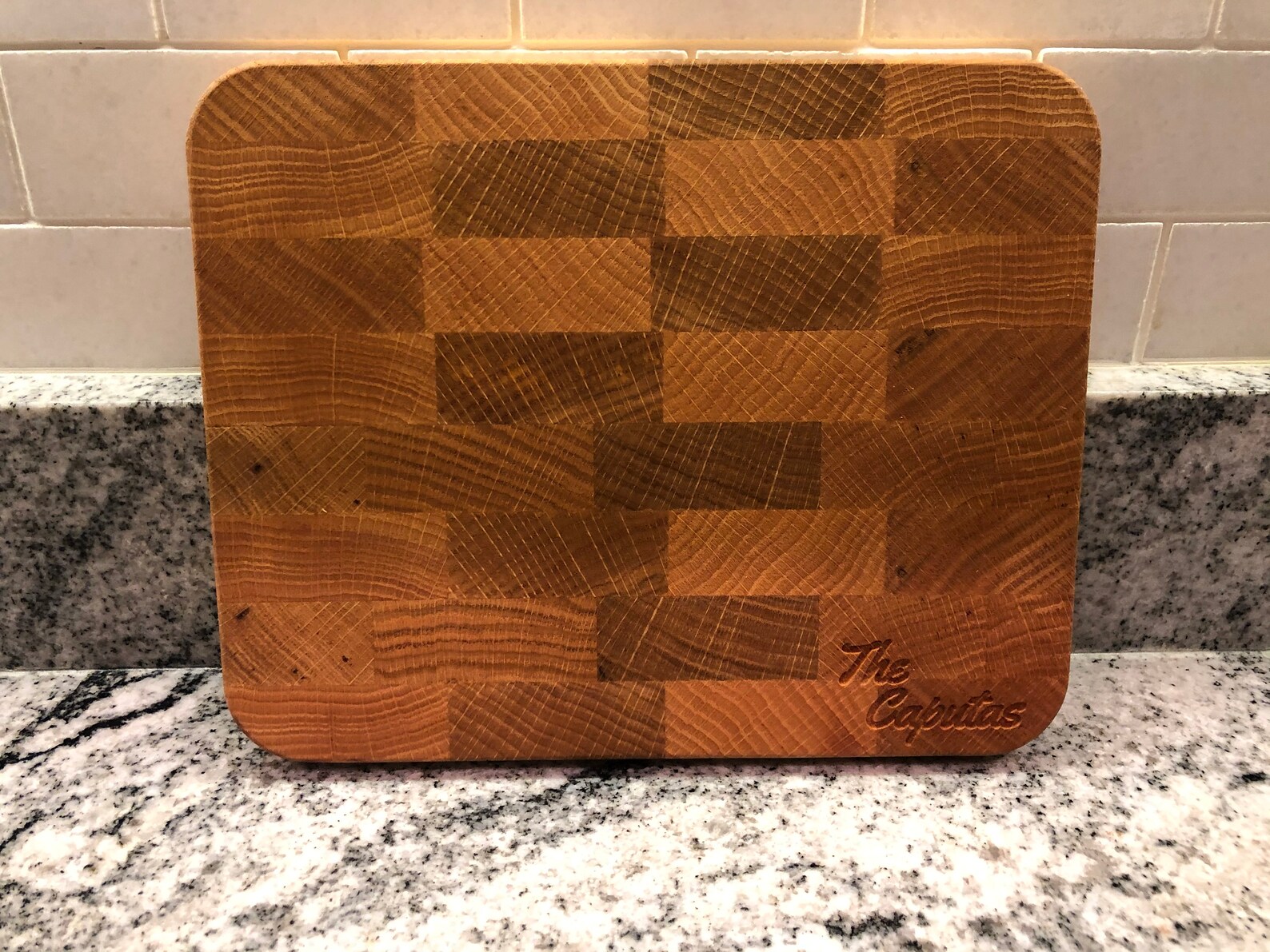 Engraved red oak end grain cutting board Etsy