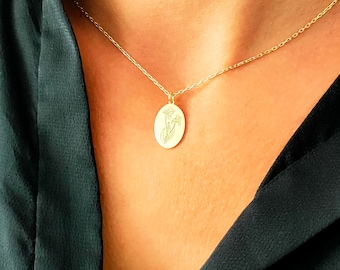 Ketting met gegraveerde irisbloem: sterlingzilveren sieraden met wilde bloemen