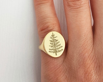 Pine Tree Ring, Evergreens Tree Ring, Nature Tree Ring, Northwoods Pine Ring, Signet Ring, Engraved Ring, Personalized Ring, Rings For Women
