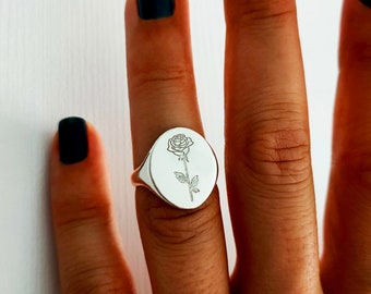 The Little Prince Ring, The Little Prince's Rose Ring, Flower Ring, Engraved Ring, Rose Ring, Personalized Ring, Le Petit Prince Jewelry