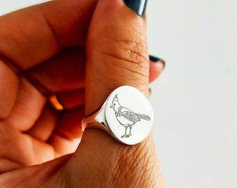 Cardinal, Cardinal Ring, Silver Cardinal Ring,  Bird Ring, Animal Ring, Cardinal Bird Ring, Engraved Ring, Personalized Ring, Custom Ring