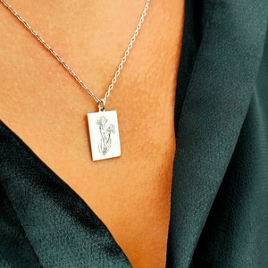 Iris Necklace, Iris Flower, Wildflower Necklace, Flower Necklace, Iris Jewelry, Engraved Necklace, Custom Necklace, Necklaces  For Women