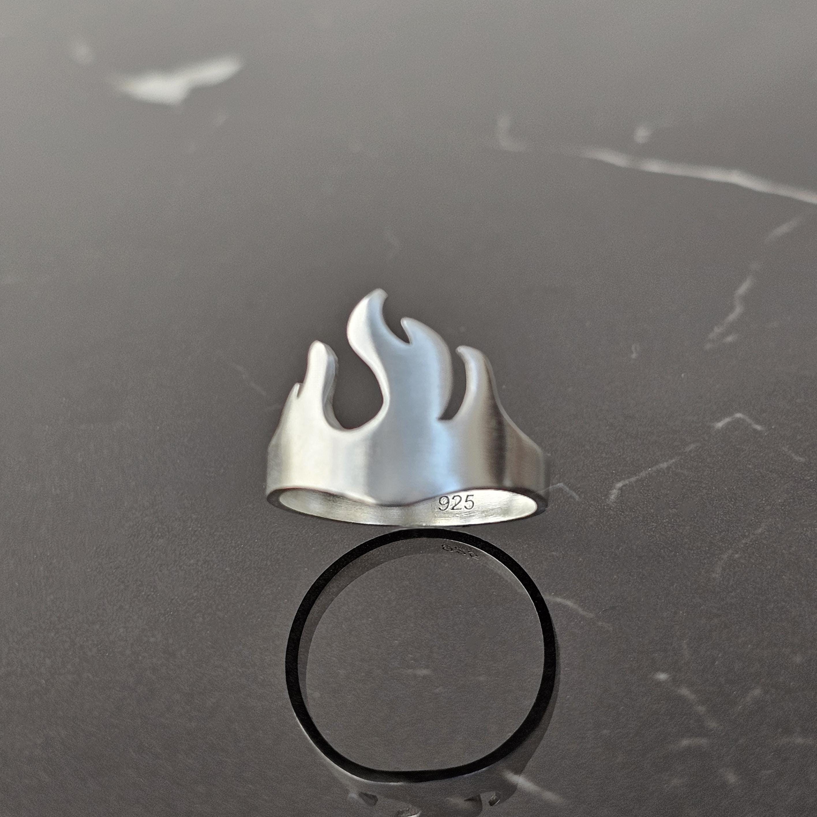Sterling Silver Flame Ring, Motorcycle Flame Ring, Flame Ring for Men and Women, Rock Star Flames Ring