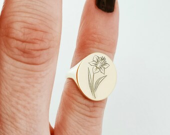 Flowers Anello Donna Con Nome in Acciaio inossidabile, Scritta Nome in Corsivo. Misura regolabile (Alessandra