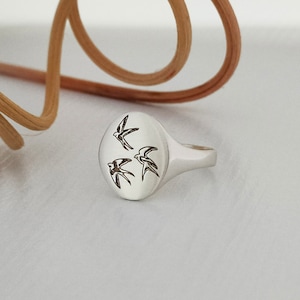 Swallow Ring, Bird Ring, Three Bird Ring, Flying Bird Ring, Swallow Birds, 3 Little Birds, Silver Swallow  Ring, Personalized Ring