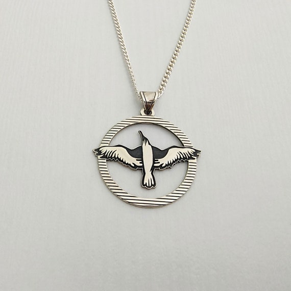 Oxidized Sterling Silver Albatross Necklace: Freedom Symbol Pendant