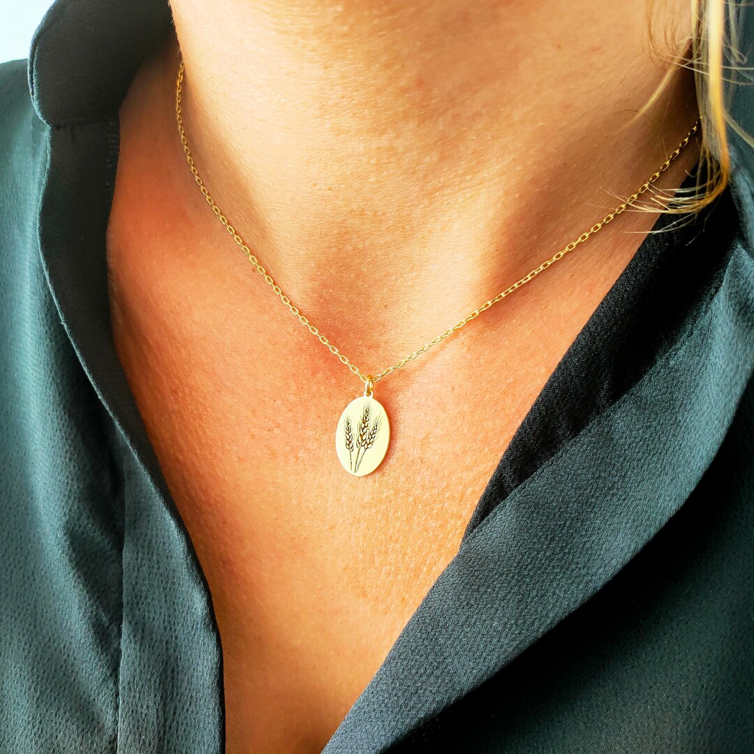 Buy Wheat Signet Necklace: Sterling Silver Laurel Pendant Online in India 