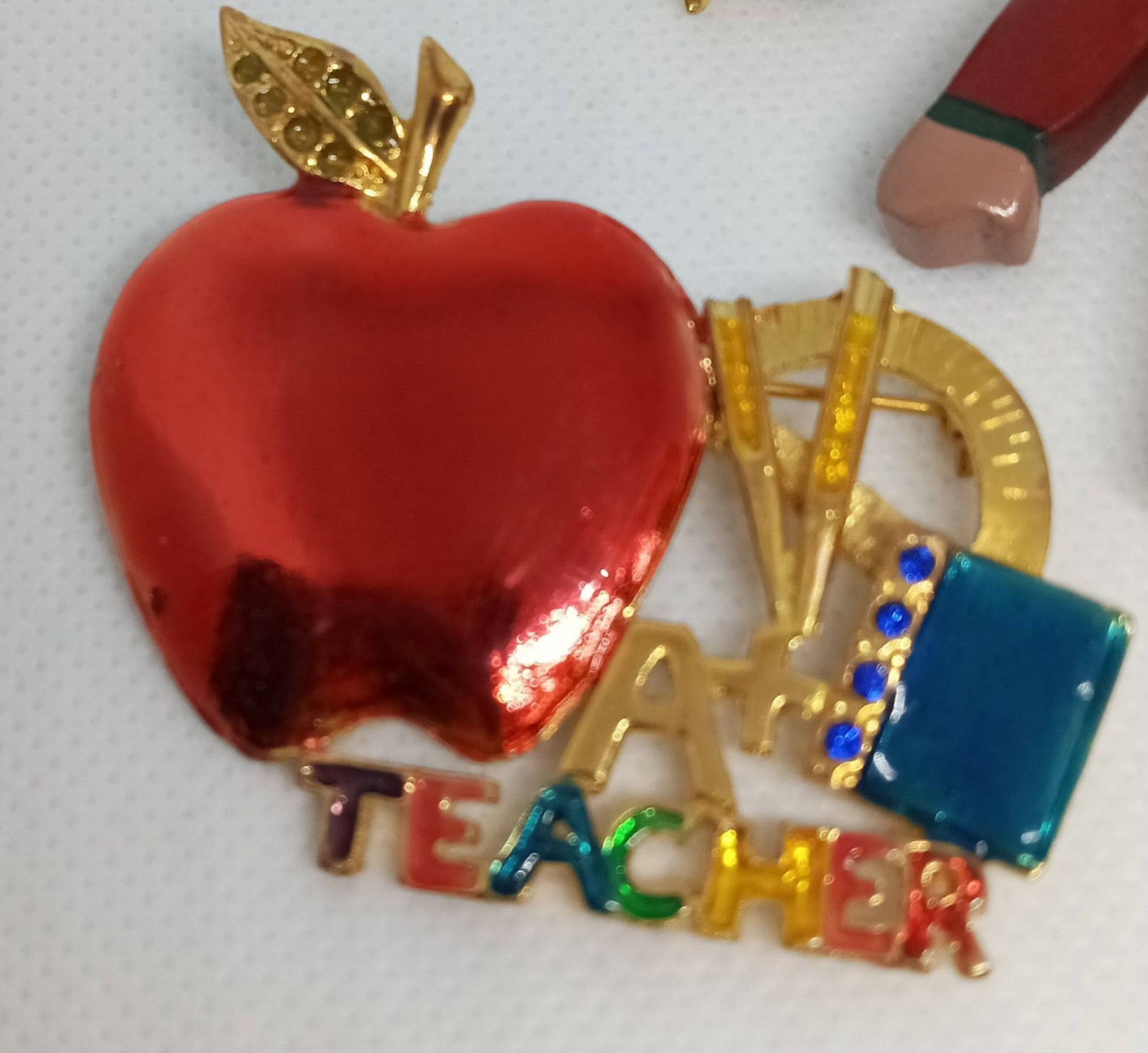 Lot of 3 Teacher's Pins Brooches A Teacher Wooden Girl A Etsy UK