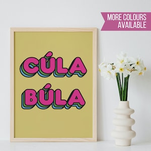 Cúla Búla Impressão | Frase Irlandesa | Arco-íris | Gaélico | Presente colorido divertido | Arte de parede | Ilustração | Cartão Postal | Início | Decoração | Dochas Designs