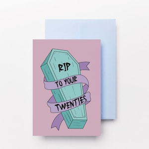 RIP à votre carte de vœux 20s | 20s | Anniversaire | 30s | Célébrer | Irlandais | Rose | Amusement | Gothique | Sorcière | Wicca | Dessins Dochas