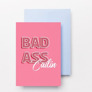 Biglietto d'auguri Bad Ass Cailín / Gaeilge / Irlandese / Gaeilgoir / Rosa / Carino / Girl Power / Irlanda / Regalo / Presente / Dochas Designs
