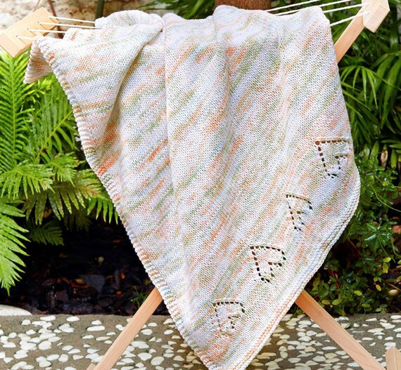 Kit A Tricoter Couverture Bebe Coeur Ajoures 100 Coton Etsy