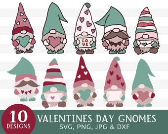 Valentines Day Gnomes SVG Files | Cut Files for Cricut | Cut file for Cameo Silhouette | DXF Cut Files | Printable Wall Decor