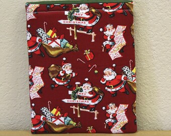 Santa/padded book sleeve/tablet sleeve/bookish gift/gift for readers/book lover/book Beau/Christmas gift/CPickeringCo/List/Toys/Sleigh/