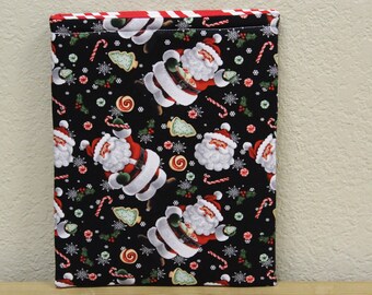 Santa/Candy/padded book sleeve/tablet sleeve/bookish gift/gift for readers/ book lover/ book Beau/Christmas gift/CPickeringCo/Snowflake