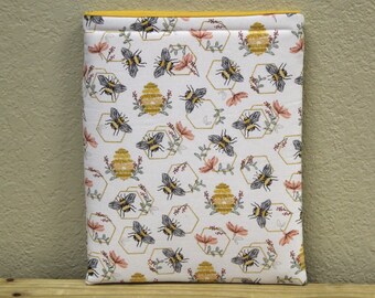 Bees/Spring/padded book sleeve/tablet sleeve/bookish gift/reading gift/book lover/Christmas Gift for readers/BookBeau/CPickering Co/Hive