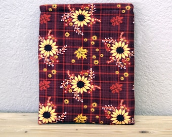 Fall/ Flowers / padded book sleeve/ tablet sleeve/bookish gift/ reading gift/ book lover