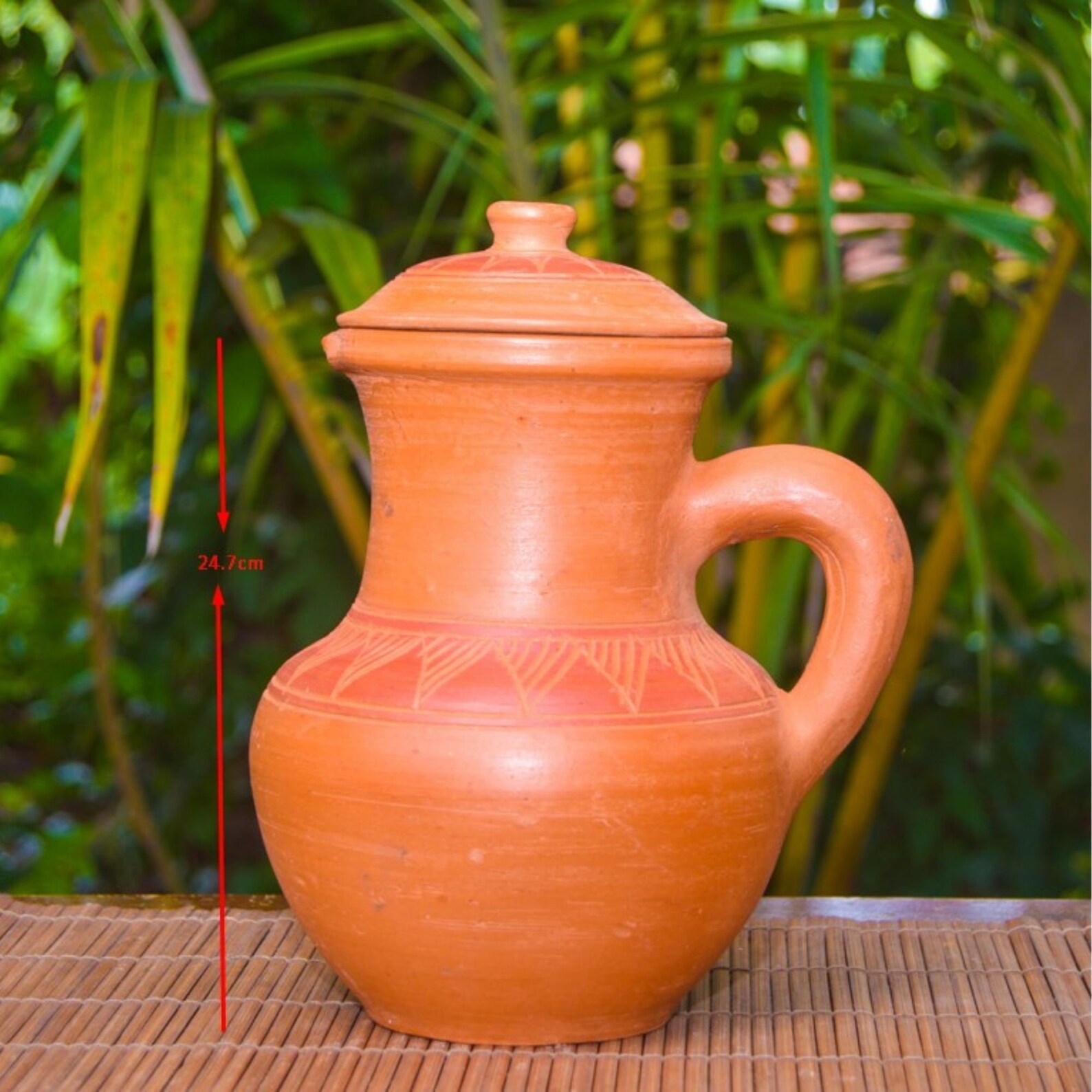 Terracotta Clay Water Jug with Lid Clay Classic Water Jug Etsy