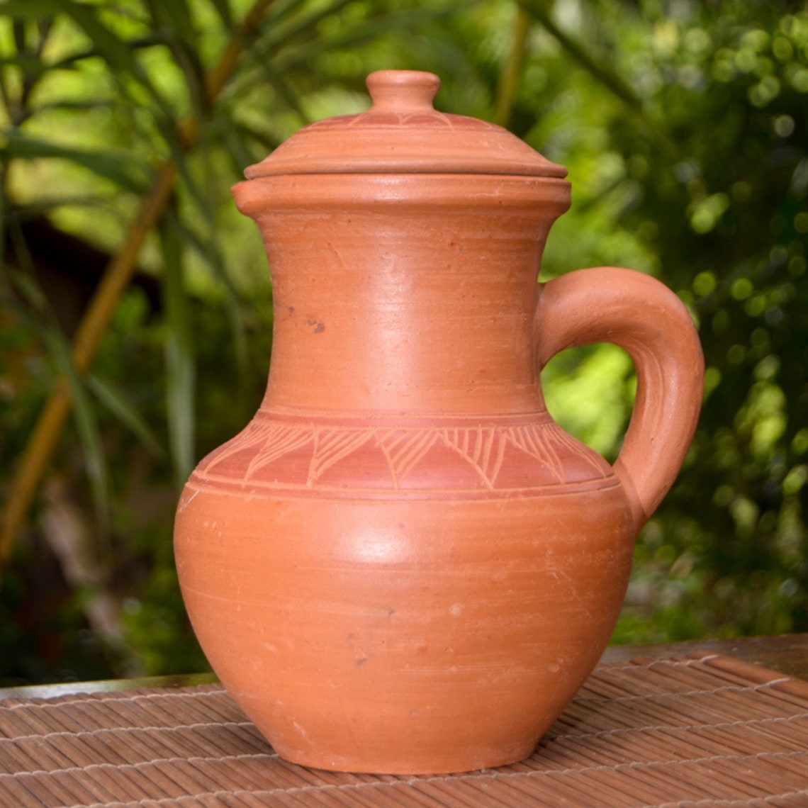 Terracotta Clay Water Jug with Lid Clay Classic Water Jug Etsy