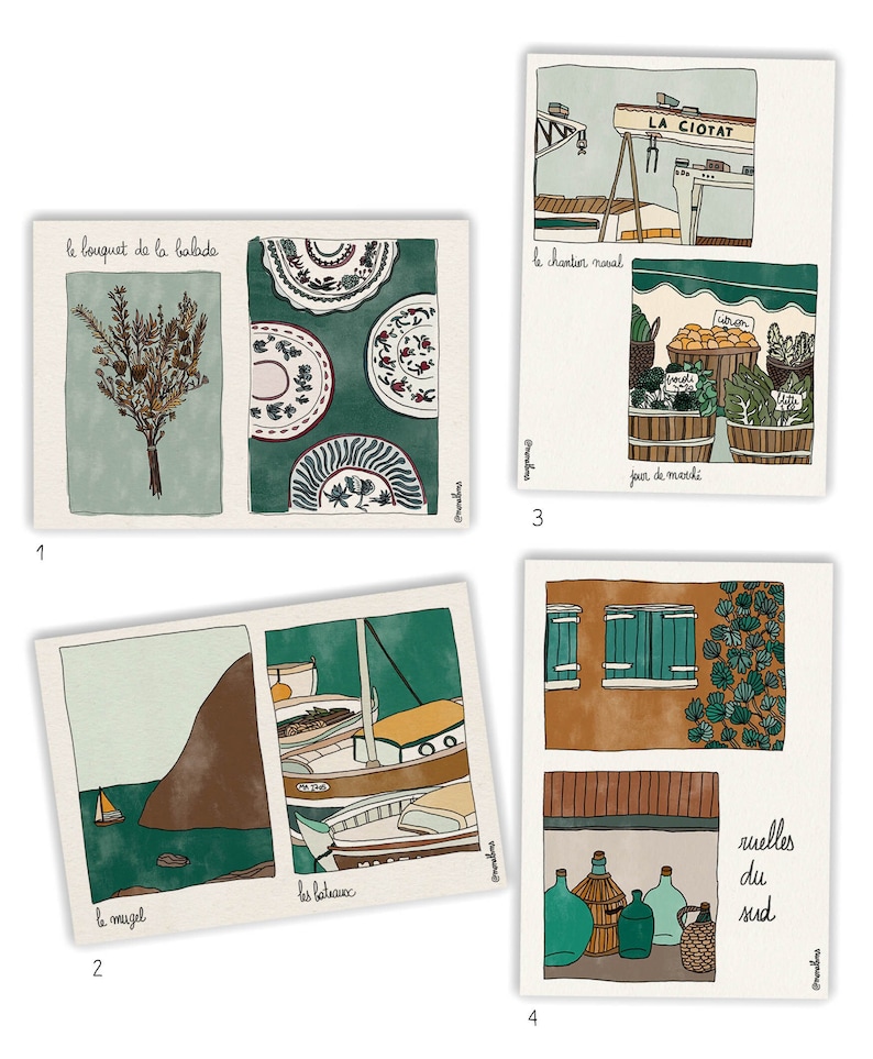 illustrated postcard in batch or individually illustration print image 1
