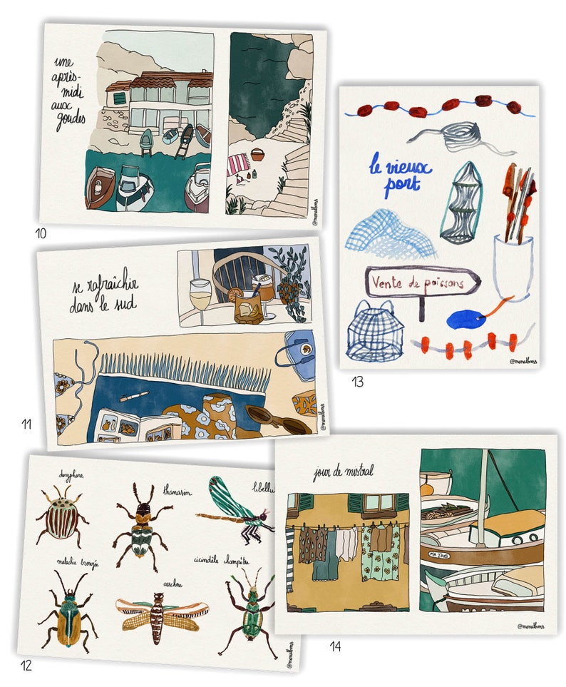 illustrated postcard in batch or individually illustration print image 3
