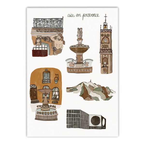 aix-en-provence - illustration format A3 - print