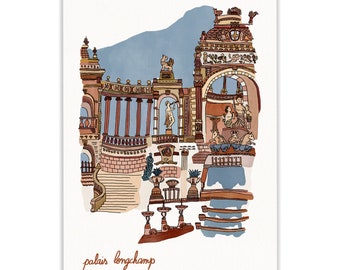palais longchamp - illustration A3 - print - decorative poster