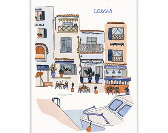 the port of cassis - A3 illustration - print - decorative poster