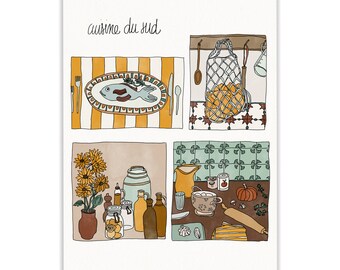 cuisine du sud - illustration format A3 - print