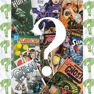 May include: A collection of vintage comic books featuring various superheroes and characters, including "Warlord", "The Goon", "The Hero of the Future", "Superman", and "Ghosts".