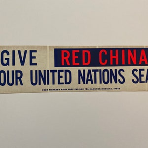 Vintage United Nations China Political Sticker