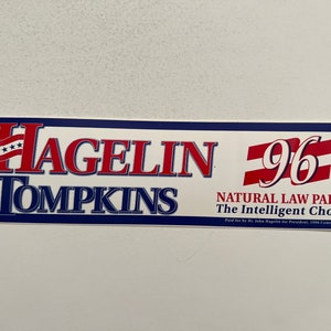 Vintage Hagelin Natural Law Party Presidential Campaign Sticker