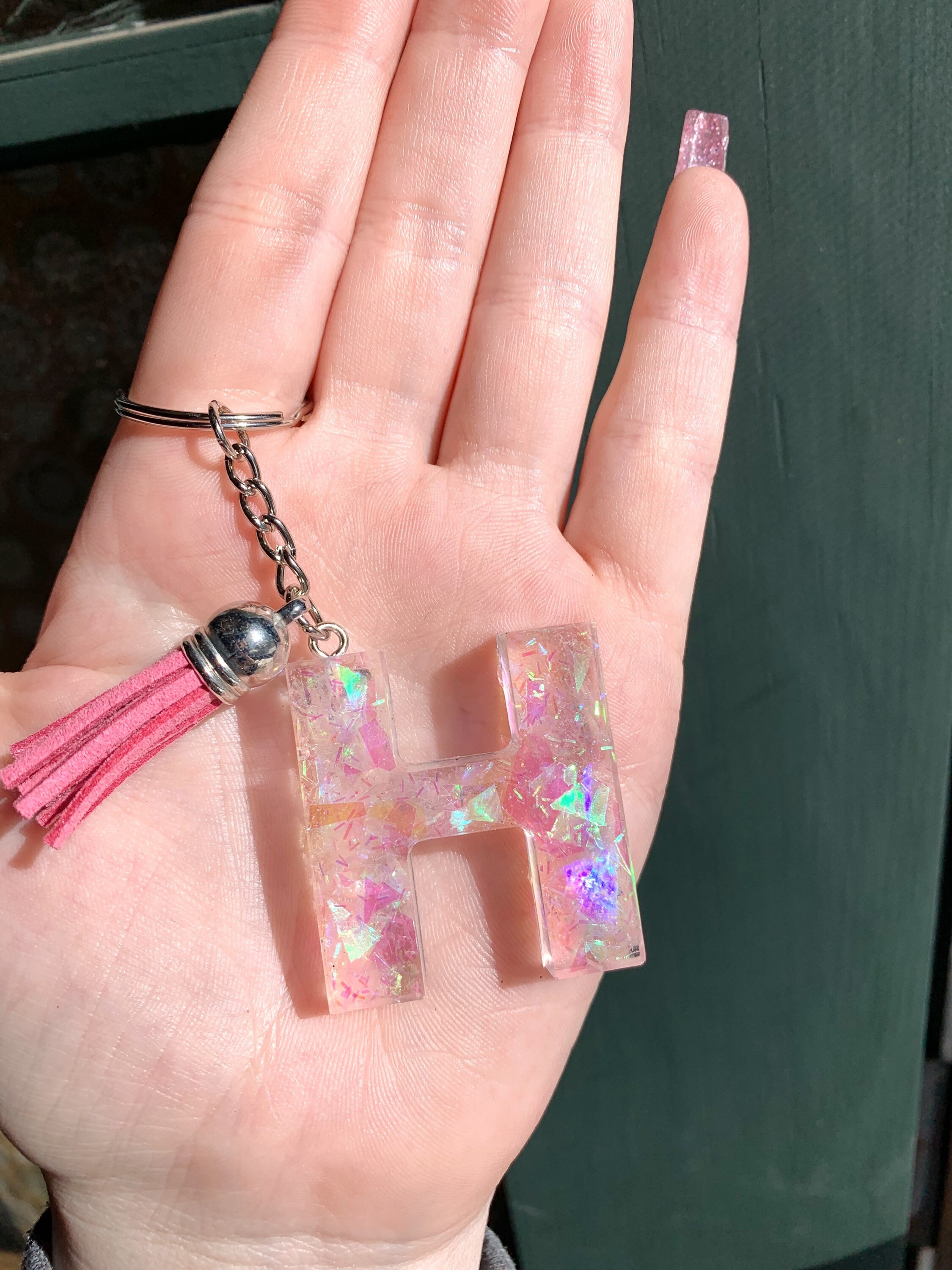 Resin H keychain Etsy
