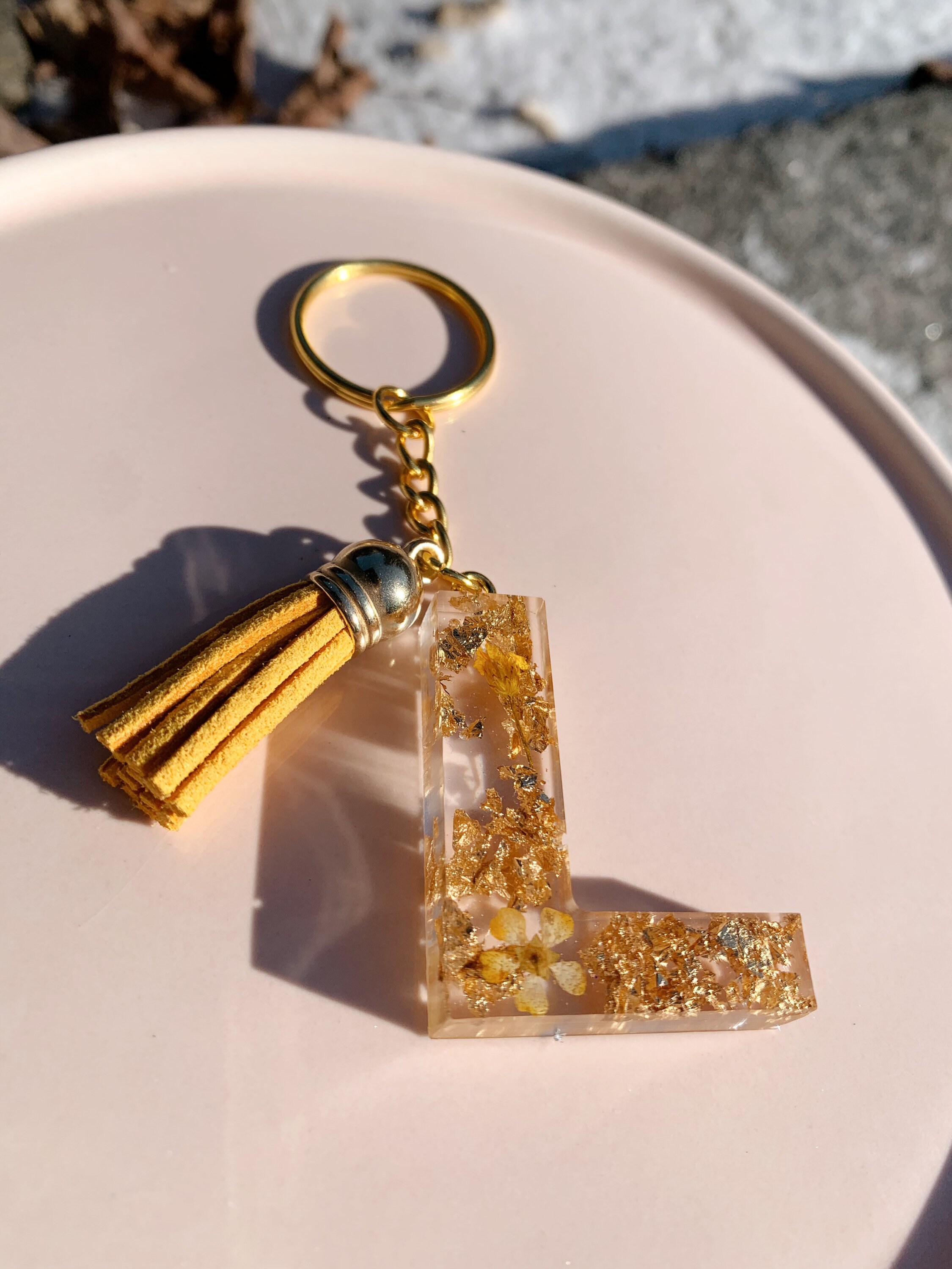 Resin L keychain Etsy